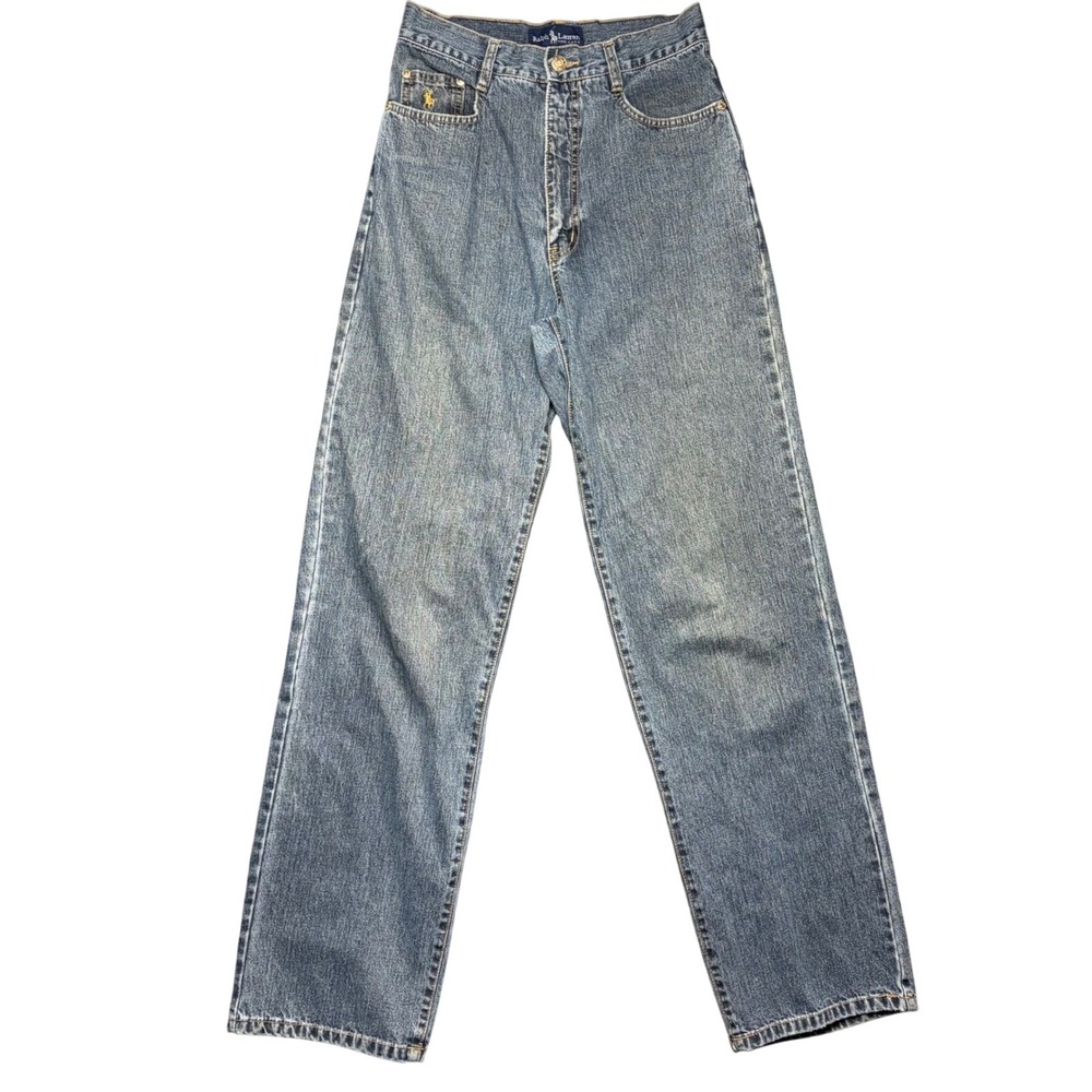 Vintage Polo Ralph Lauren Jeans Women 27 Blue Straight Leg High Rise Made in USA